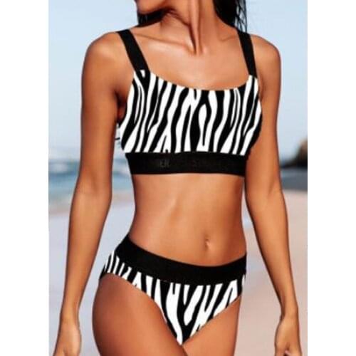 Sexy Zebra Print Bikini Women Swimsuit 2021 Bandeau Swimwear Hollow Out Leopard Bandage Bathing Suit Beachwear Biquini Female