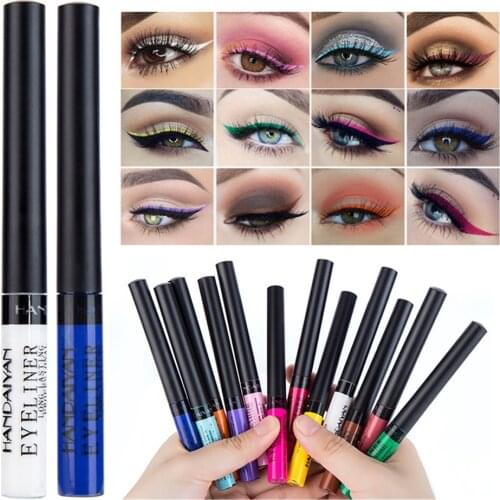12 Color Liquid Eyeliner Waterproof Make Up Matte Eye Liner Long Lasting Easy To Wear Blue Red Green White Blue Brown Eyeliner