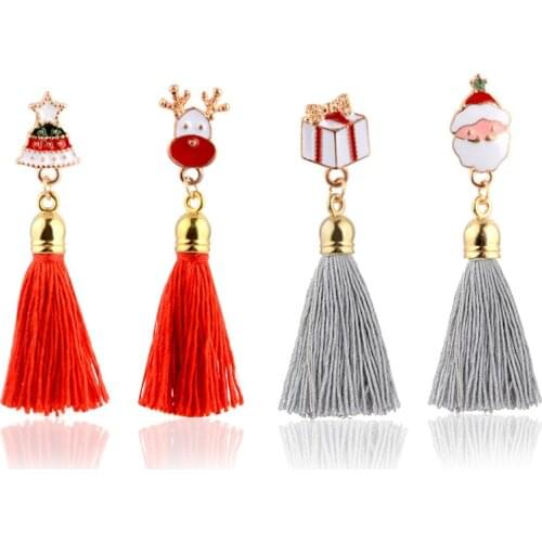 Christmas Santa Brooches for Women Snowman Claus Elk Deer Brooch Xmas Decoration Tassel Pendants Pins Jewelry Dress Accessories