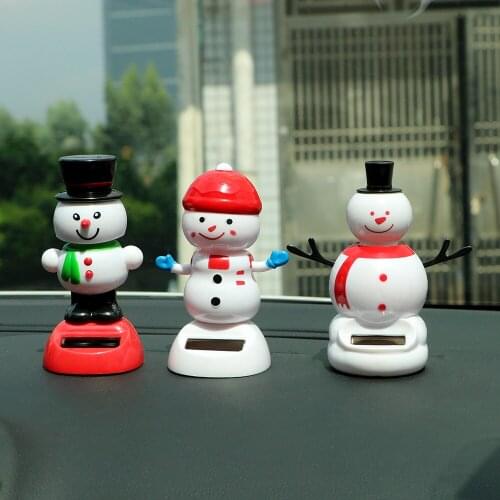 Christmas Snowman Dashboard Decoration Solar Powered Dancing Toy Cute Swinging Bobble Doll Car Ornament Interior Accessories