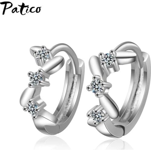 Classic Leaves Hoop Earrings 925 Sterling Silver Earings For Women Engagement Wedding AAA Cubic Zircon Jewelry