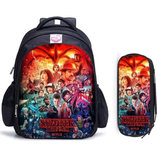 16 Inch Stranger Things School Bag for Kids Boys Girls Backpack Children School Sets Pencil Bag Toddler Schoolbag