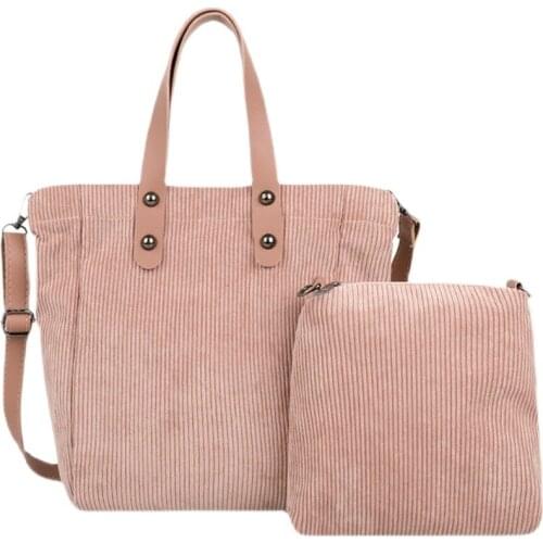 Lightweight Foldable Corduroy Tote Handbag High Quality Large Capacity Casual Work Bag for Women Student Book Bags