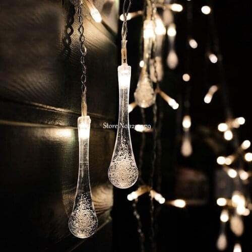 4M 100 LED 18P Waterdrop curtain string lights Ice Bar Water Drop Strip Holiday Xmas Wedding Party Decor 110V/220V