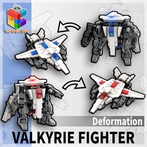 MOC Macross Space Military Variable Fighter Mecha Model Technical Building Blocks Soldiers Figures Bricks Toys For Boys