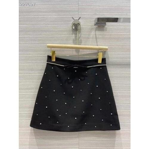 High-Quality Womens Mini Skirts Sicilian Fashion Runway Diamonds Black A-Line Mini Skirt 2021 Autumn