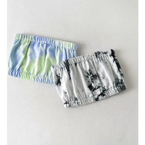 Shoulder Tie Dye Breast Wrapping Trend European and American Style Womens Short Gradual Change Printing Elastic Bra Dldd261