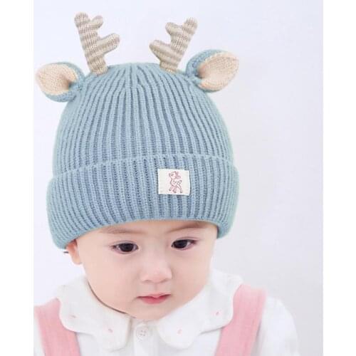 Kids Winter Hats For Christmas New Year Warm Cartoon Knitted Caps Soft Cotton Unisex Hat Wholesale With Christmas Deer Cartoon