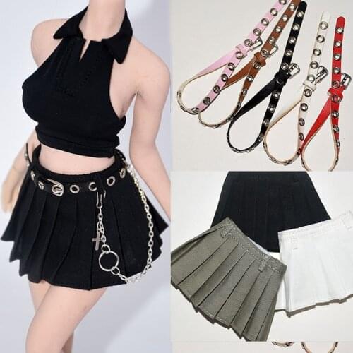 1/6 Cool Girl Pleated Skirt Vest Belt Clothes Accessories Model Fit 12 inch Female Soldier Action Figure Body