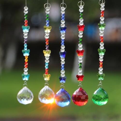 1PCS Butterfly Crystal Suncatcher Ball Prism Pendants Hanging Pendant Rainbow Maker Wedding Party Decoration