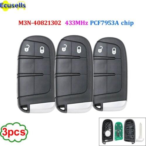 2 Buttons Smart Remote Key 433mhz for Dodge for Jeep with 7953A / 46 CHIP GEN4 TOMBSTONE PROXIMITY REMOTE M3N40821302