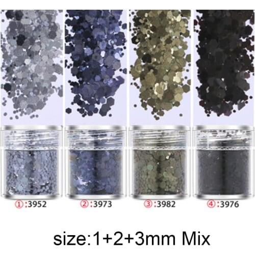 4pots 1-3mm Mix UV Resin Mold Filling Decroation Materials Hexagon Loose Sequins Nail art Diy Resin Crafts Jewelry Tool Pigment