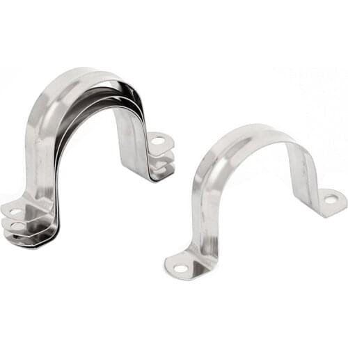 5x Rigid Conduit 2-Hole Pipe Straps Clips Clamps for 50mm Dia Tube Silver