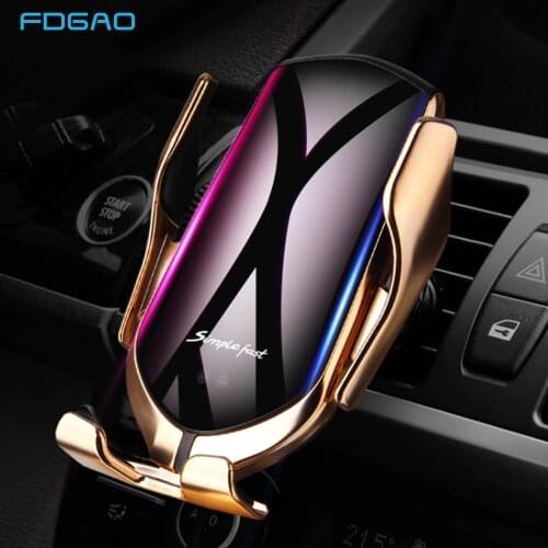 DCAE Automatic Clamping 10W Wireless Car Charger For iPhone XS XR X 8 11 12 Samsung S21 S20 S10 S9 Qi Fast Charging Phone Holder