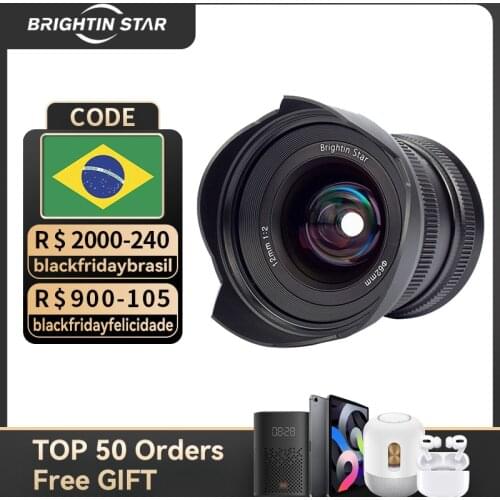 Brightin Star 12mm F2.0 Ultra Wide Angle Fisheye Manual Focus Mirrorless Camera Lens For Sony Fujifilm Nikon Canon Lens yongnuo
