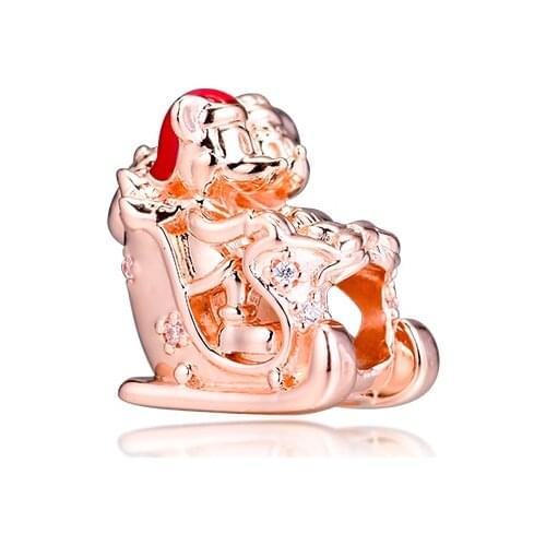 CKK Silver 925 Jewelry Rose Mickey & Minnie Sled Fits Original Bracelets Sterling Silver Beads