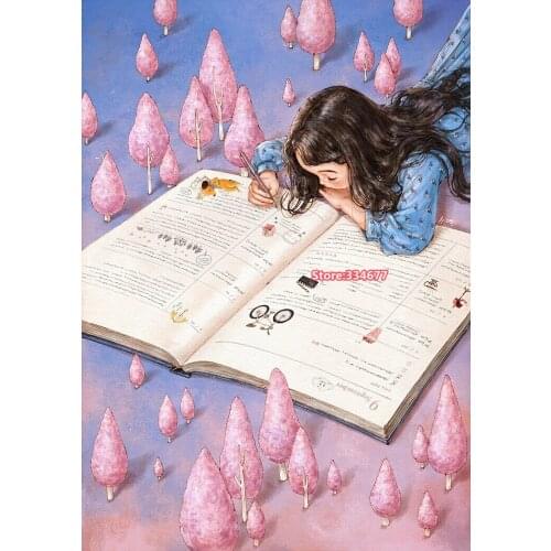 Thinking Girl, child Cross Stitch Kits 14CT Unprinted For Embroidered Handmade Arts Set Wall Home Decor Handmade