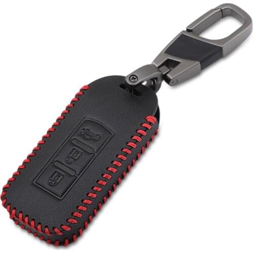 Leather Car Styling Key Cover Case For Mitsubishi Outlander 2016 Lancer 10 Pajero Sport ASX L200 Smart 3 Buttons
