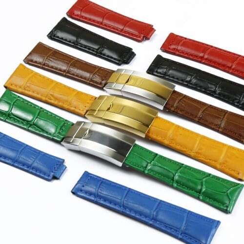 Leather strap watch accessories for Rolex Daytona Yacht Black Water Ghost Explorer leather strap 20mm men and women watch band