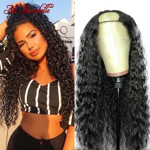 Curly Human Hair Wigs U Part Lace Wig Ali Annabelle Brazilian Curly Wig 8-26inch Glueless Kinky Curly U Part Human Hair Lace Wig