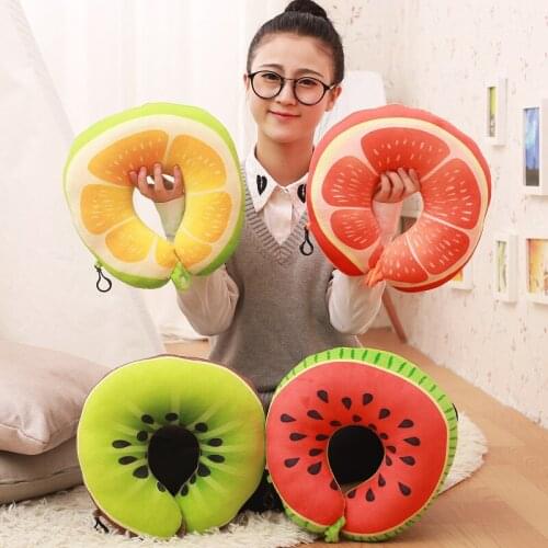 Cute Fruit U Shaped Pillow Cushion Nanoparticles Neck Pillows for Car Travelling Office Using FBE3