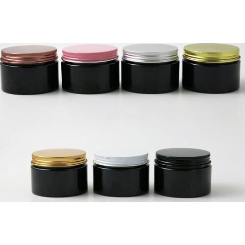 30 x Refillable Round Black Plastic PET Empty Cosmetic Pot Jar Box Big Great Container 4OZ 120g with Aluminum Screw cap lids