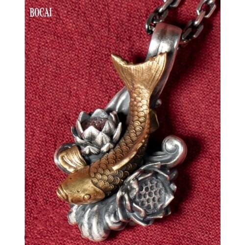 Real 999 sterling silver natal Buddha, dragon, snake, Samantabhadra Bodhisattva, large mens domineering silver pendant