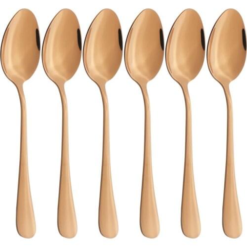 6pcs/set Rose Dinnerware Dinner Spoon Stainless Steel Set Silverware Set Cutlery Flatware Outdoor Picnic Kitchen Home Tableware