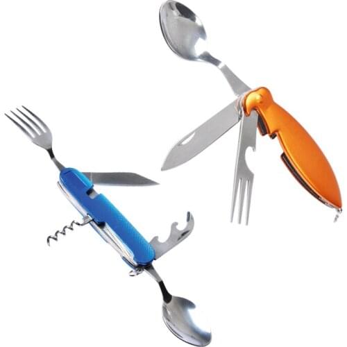 Cutlery Set Flatware Set Knife Fork Spoon Outdoor Camping Gear Travel Portable Multifunction Tool Dinnerware Opener Fishing Gear