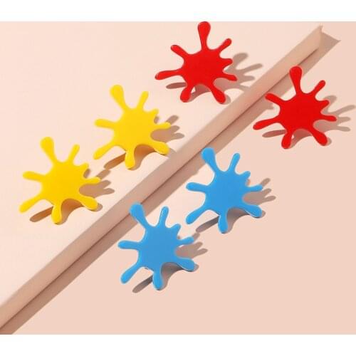 New Design Red Yellow Blue Acrylic Stud Earrings For Women Girls Punk Geometric Big Stud Earrings Set Fashion Party Jewelry Gift