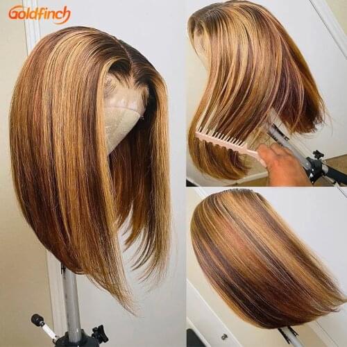 Highlight Wig Human Hair Lace Front Wigs 4x1 T Part Lace Wig Human Hair Wigs Brazilian Wig Straight Short Bob Lace Front Bob Wig