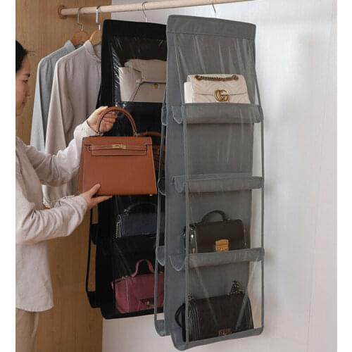 8 Pockets Hanging Handbag Organizer Shelf Bag Storage Holder Wardrobe Closets