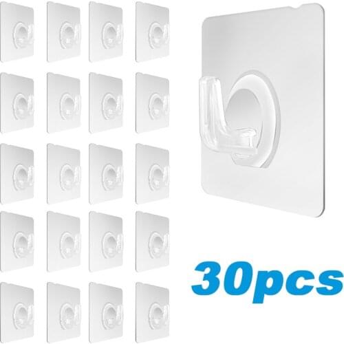 Transparent Wall Hooks Hangers Self Adhesive Door Wall Hangers Hooks Suction Heavy Load Rack for Kitchen Bathroom Accessories