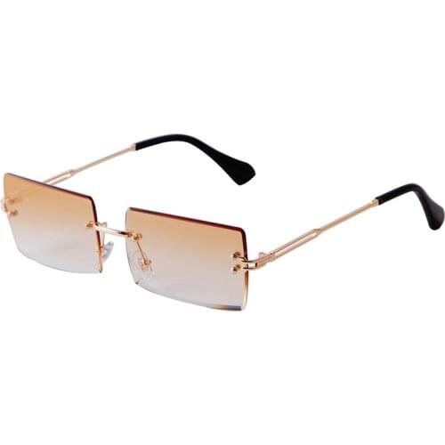 Trendy Rectangle Rimless Sunglasses Women 2020 Brand Design Metal Frame 90s Ocean Lens Frameless Sun Glasses Shades Female S298