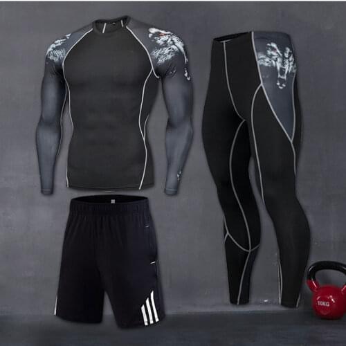 Sports Wear Compression Training Pants Men Running Fitness Sets Tights Gym Clothes Basketball Jacket Leggings Deportes Tights