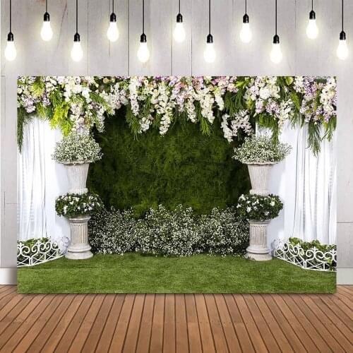 Bridal Shower backdrop for photography Wedding Green grass background for photo studio photocall boda photophone customize