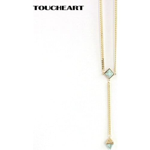 TOUCHEART Gorgeous Necklace Handmade Gold Color Pendant Necklaces Natural Stone Jewelry For Women Statement Necklace SNE160203