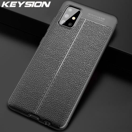 KEYSION Shockproof Case For Samsung Galaxy A51 A71 A81 A91 Leather Litchi Silicone Phone Cover for Samsung M30S M40S M60S M80S