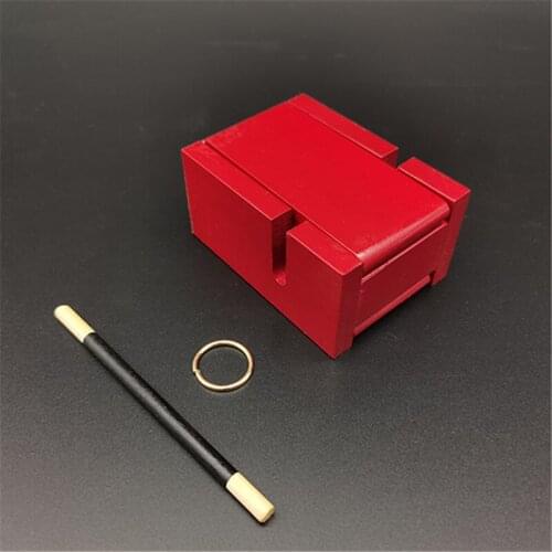 Funny Mystery Box Wooden Magic Tricks Wand Penetrate Ring Close Up Street Mentalism Magie Illusion Prediction Gimmick Props