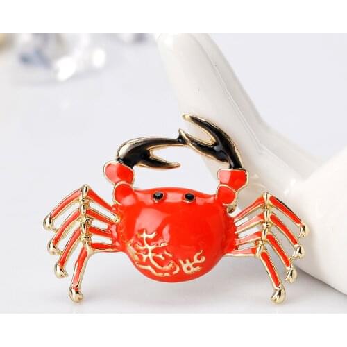 Personality Crab Animal Shape Drop Oil Mental Brooches For Women Girl Corsage Jewelry Gifts Charm Accessories