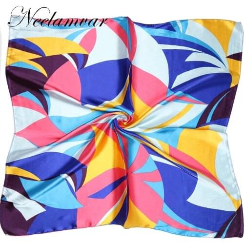 2019 New Arrival Women silk scarf geometry printing lady polyester Kerchief shawls wraps 60*60cm gifts Free Shipping
