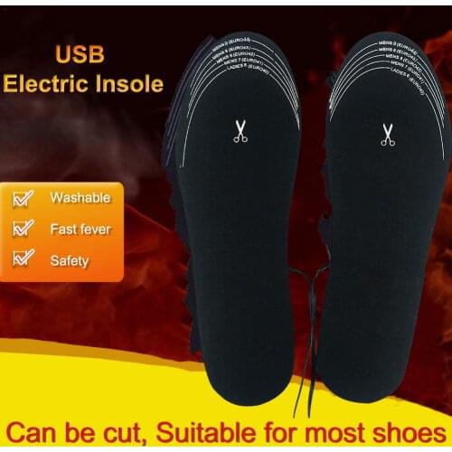 Winter Heated Insoles Women Men Electric Battery Heating Warm About 50 Degree Shoe Inserts, Can Cut Carbon Fiber Foot Pads