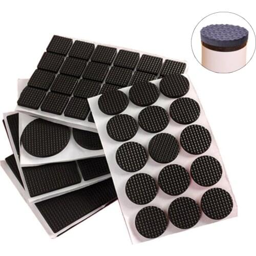 1/2/6/15/24PCS Black Self-adhesive Furniture Leg Pads Chair Fittings Floor Table Protector Geometric Thickening Anti-slip Mat