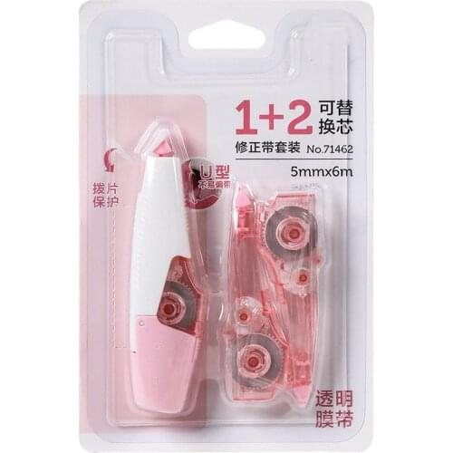 1 Set White Out Correction Tape Pen with 2 Refills Set School Office Supplies Stationery