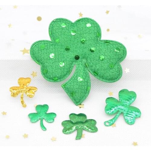 16/100Pcs Multiple Styles Cloth Clover Appliques for DIY Clothes Crafts Headwear Sticker Supplies Handmade Decor Accessories G88
