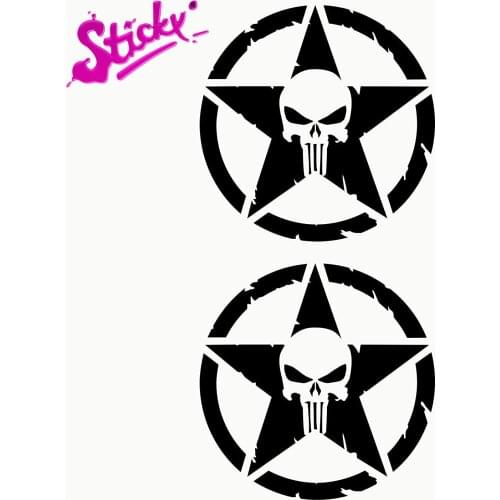 STICKY 2pcs Star Stickers Skull Trail Off Road Off-Road 4x4 Sport Adventure Pack 2 Units for Car or Motorcycle