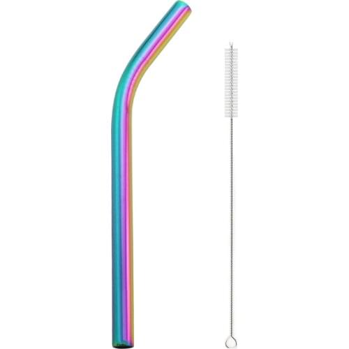 304 Stainless Steel Straw Set Reusable Drinking Straw Metal Bent Straw Bubble Straw With Cleaner Brush Home Party Bar Accessory