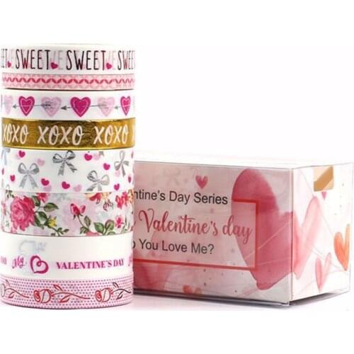 8PCS/lot Decorative Valentines Tape Japanese Washi Tapes Paper for Scrapbook Bullet journal Adhesive Masking Tapes School Supply