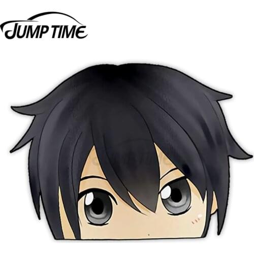 JumpTime 13 x 12cm For Kirito Sword Art Online Peek Big Head Anime Auto Car Stickers Trunk Bumper JDM ATV Vinyl Decal Car Wrap