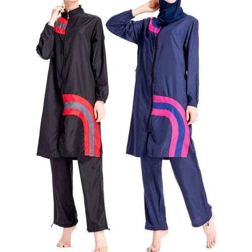 Bikinis 2019 mujer Women Muslim Bathing Suit With Cap Solid Color Swimsuit Female Beachwear Swimwear Dropping stroje kapielowe